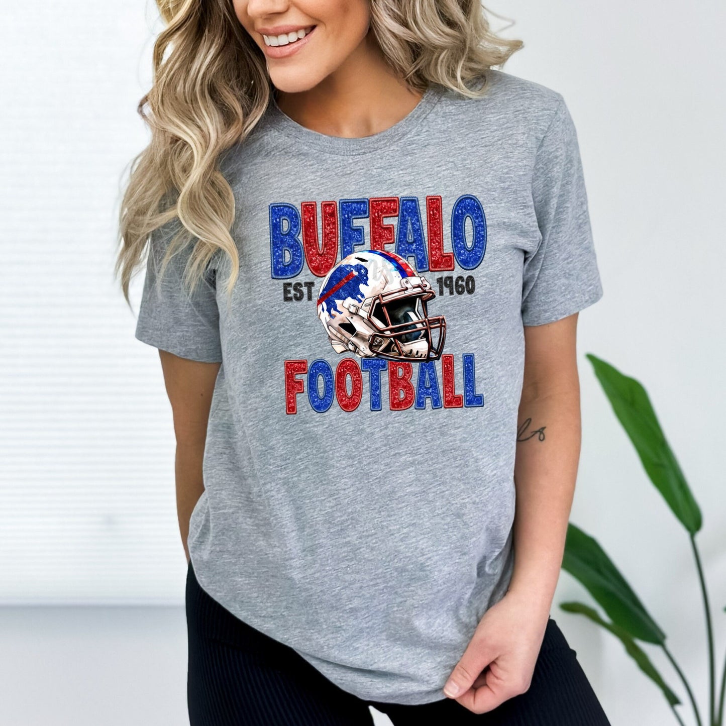 Sequin Faux Embroidery Buffalo Football T-Shirt or Sweatshirt