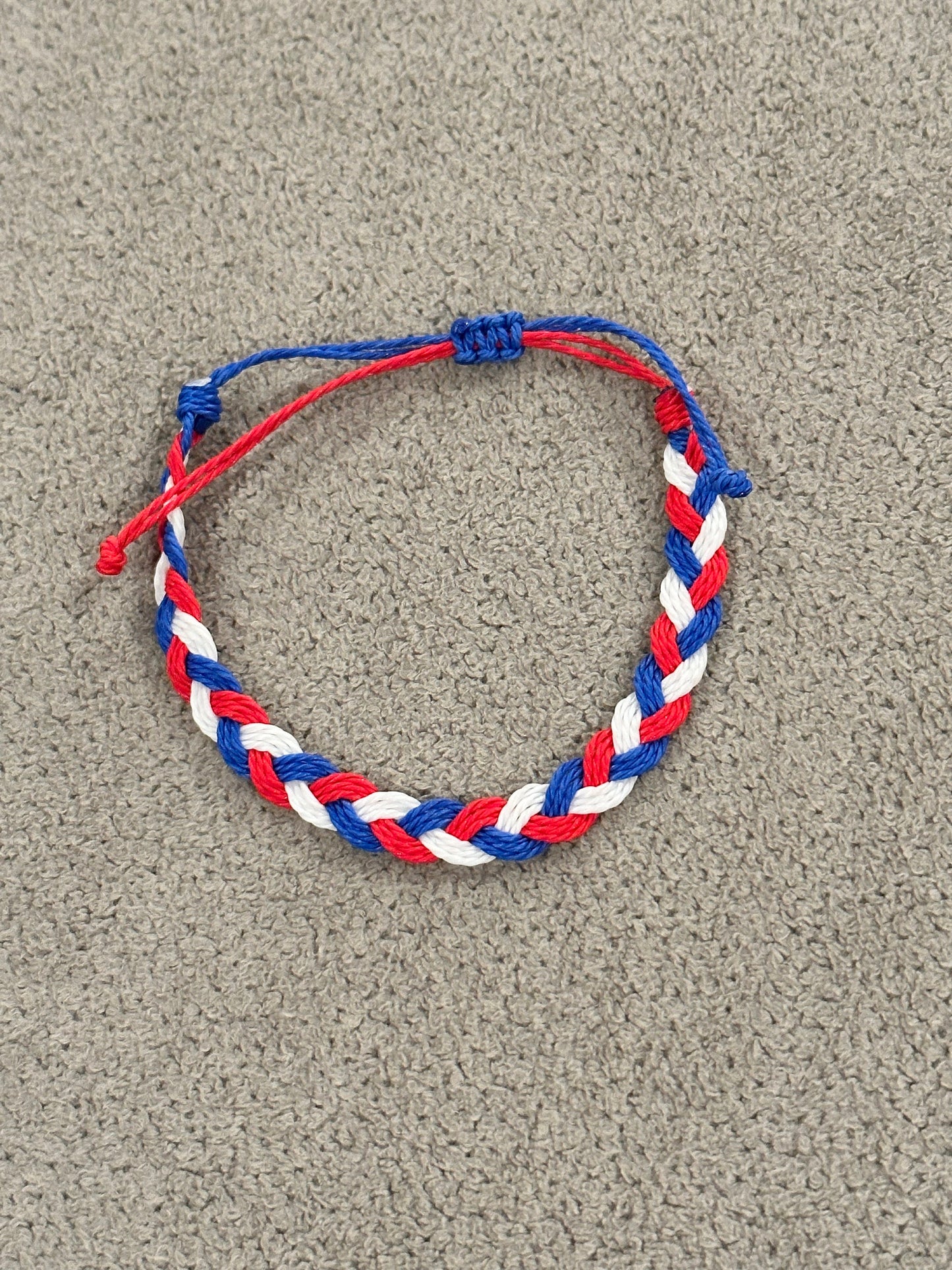 Braided Friendship Bracelet Buffalo Red White Blue