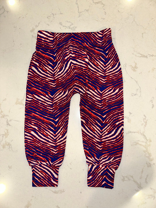 Kids Buffalo Football Joggers, Baby Toddler Youth Red White and Blue Stripe Bamboo Soft Pants