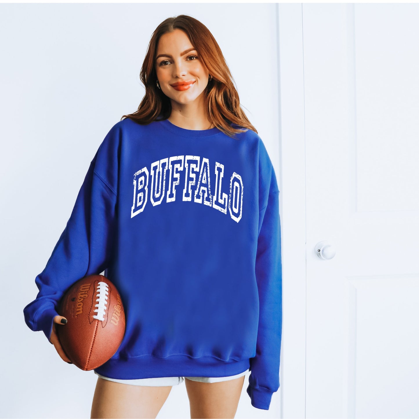 Buffalo Distressed Varsity Letters Football T-Shirt or Sweatshirt