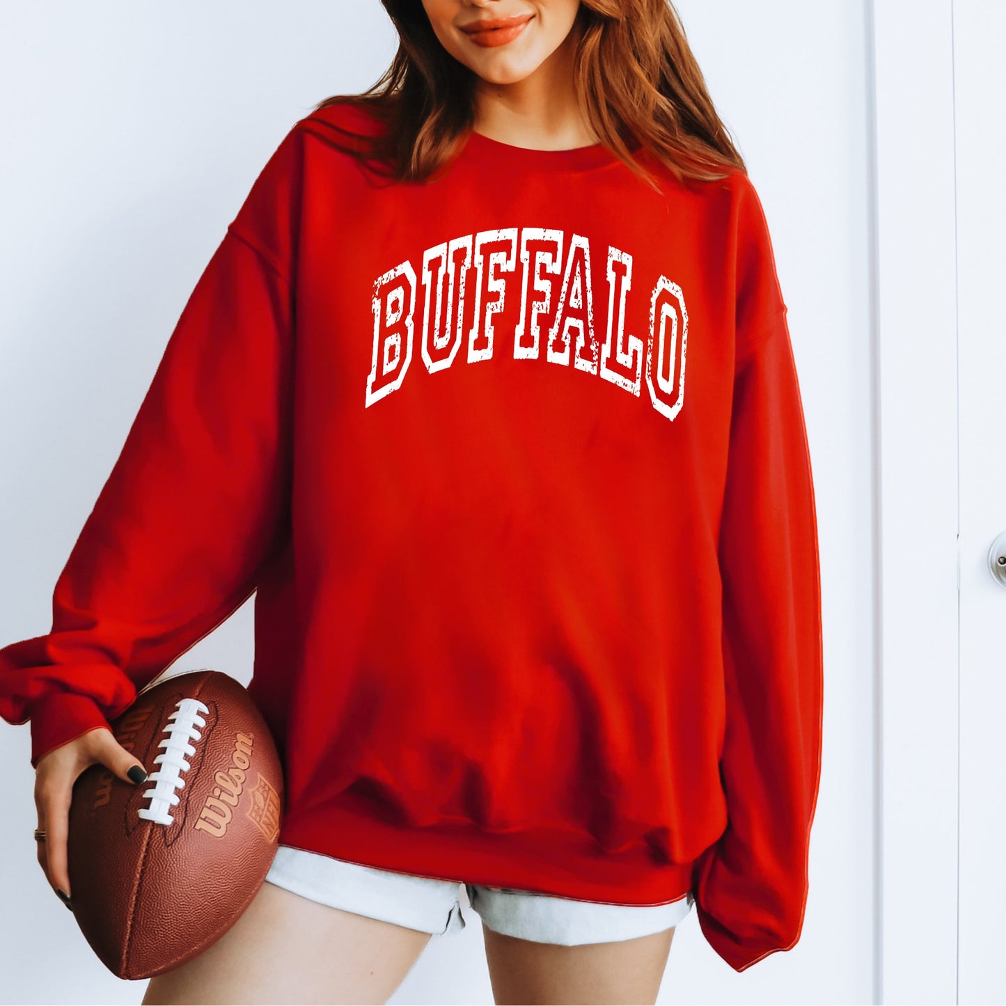 Buffalo Distressed Varsity Letters Football T-Shirt or Sweatshirt